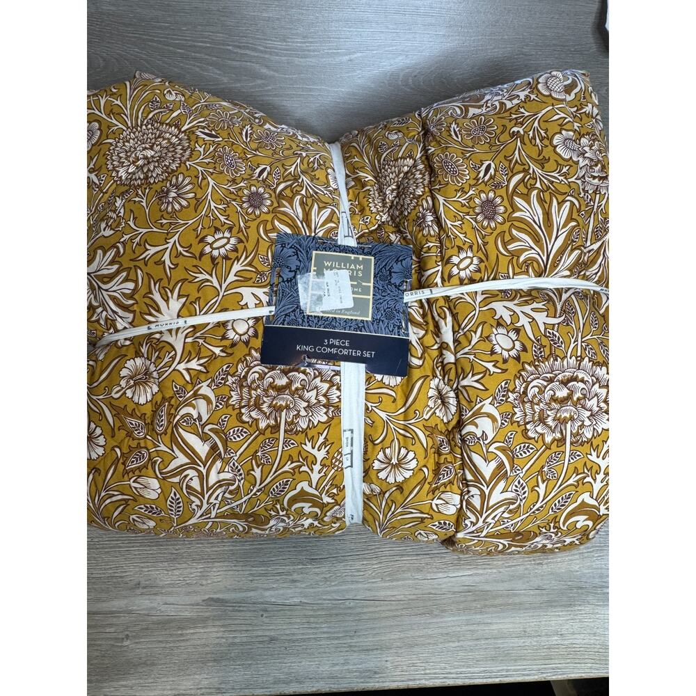New William Morris Cherwell Honey Floral King Comforter Set 3 Pc - Picture 2 of 5